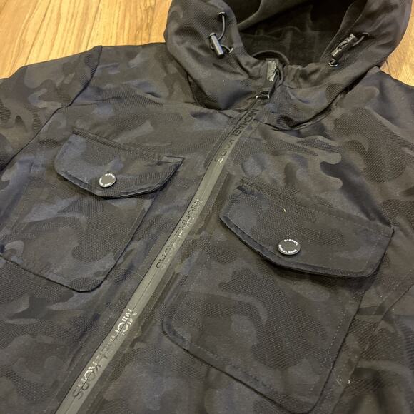 Michael Kors Black Camouflage Women’s Jacket Full Zip Button Snap Pockets Small - Picture 10 of 11